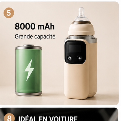 Chauffe-biberon portable USB rechargeable – Température constante – Universel